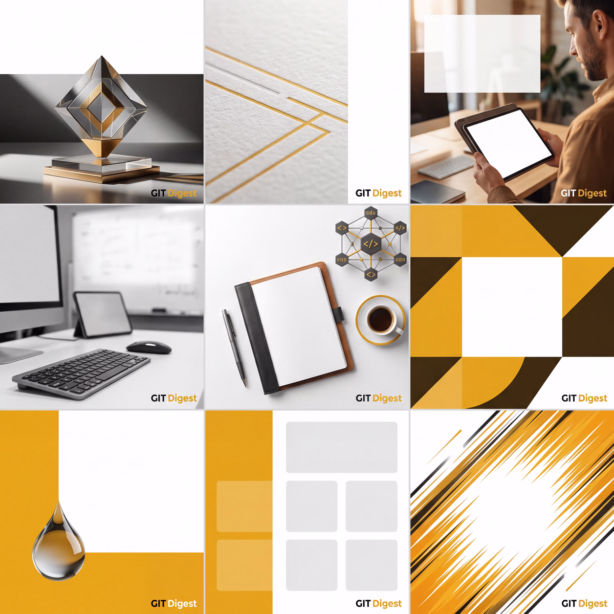 Git Digest campaign grid — 9 AI-generated templates for LinkedIn